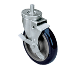 Thumbnail image #1 for Component Hardware CMT4-5PBB 5-Inch Swivel Threaded-Stem Caster with Side Brake, Blue Polyurethane Wheel, 250 lb Capacity