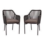 Thumbnail image #1 for Flash Furniture SDA-AD892006-BK-2-GG Outdoor Patio Chair, Woven Back and Seat, Aluminum Frame, Zippered Cushion, Black/Gray