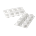 Thumbnail image #1 for Matfer Bourgeat Silikomart 258308 3D Silicone Baking Mold, Stone, 8-Cavity, White, Makes 2-1/2 in. Spheres