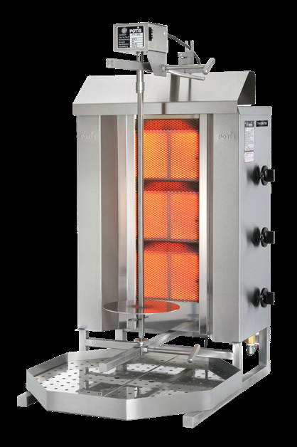 Product image #5 for Trento Potis Natural Gas Doner Kebab Vertical Broiler with 3 Infrared Burners, 88.18 lb Capacity