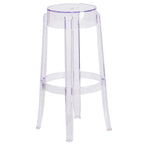 Thumbnail image #1 for Flash Furniture FH-118-APC2-GG Backless Bar Stool, Bar Height, Transparent Molded Polycarbonate Seat with Drain Hole and Footring
