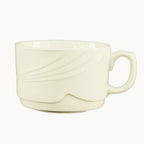 Thumbnail image #1 for CAC China Garden State GAD-56 15 oz Porcelain Coffee Cup, Stackable, Embossed, Bone White Case of 3 Dozen