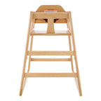 Thumbnail image #1 for AllPoints Foodservice Parts & Supplies 186305 Hardwood Restaurant High Chair, 27-1/2" High, Natural Finish, with Safety Strap