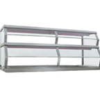 Thumbnail image #1 for Eagle Group Tuffak DC4-SO-DT Double-Tier Sneeze Guard, 64"W x 24-1/2"D x 24"H, Stainless Steel Shelf, Fixed Polycarbonate Guards
