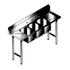 Thumbnail image #1 for SPG International Universal Stainless MS-3N1014-2D12 3-Compartment Stainless Steel Sink, 14" x 10" Compartments, 12" Left & Right Drainboards
