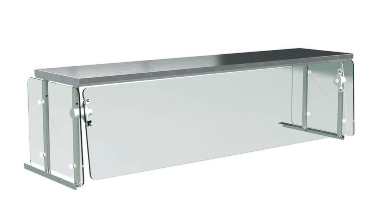 Product image #2 for Advance Tabco Sleek Shield Single-Sided Cafeteria Glass Food Shield for 4-Well Hot/Cold Tables