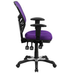 Thumbnail image #2 for Flash Furniture HL-0001-PUR-GG Adjustable-Height Swivel Task Chair with Mesh Back, Upholstered Seat, Padded Arms and Casters