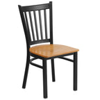 Thumbnail image #1 for Flash Furniture Hercules XU-DG-6Q2B-VRT-NATW-GG Restaurant Chair with Metal Vertical Slat Back, Natural Plywood Seat and Black Steel Frame