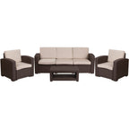 Thumbnail image #1 for Flash Furniture DAD-SF-113R-CBN-GG 4-Piece Patio Set with Chair, Sofa and Table, Faux Rattan Resin Frame, Chocolate Brown