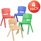Thumbnail image #1 for Flash Furniture Whitney 4-YU-YCX4-004-MULTI-GG Polypropylene Stacking Chair, 13-1/4" Seat Height, 286 lb Capacity, Assorted Colors