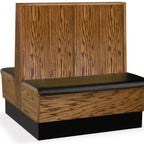 Thumbnail image #1 for JustChair Manufacturing JBD-WPF-48-GR1/COM Double Restaurant Booth, 48"H, Wood Plank Frame, Wooden Back, Removable Padded Seats