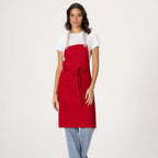 Thumbnail image #1 for Chef Works F8WS-RED-0 Red Poly/Cotton Snap-Closure Bib Butcher Apron with Center-Divided Patch Pocket