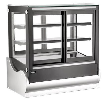 Product image #5 for Omcan 36 Inch Countertop Self-Service Square Refrigerated Display Case, 6.5 Cu. Ft., Black