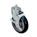 Thumbnail image #1 for Component Hardware CMT1-4PBB Threaded Stem Swivel Caster, 4" Blue Polyurethane Wheel, Side Brake, 250 lb Capacity