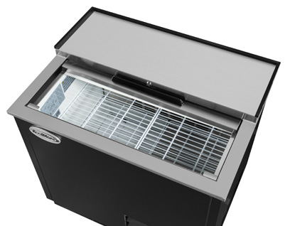 Product image #6 for KoolMore 36-Inch Commercial Glass Froster with 9 Cu. Ft. Capacity, Black Steel, Top Sliding Door