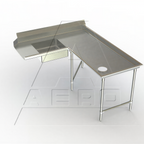 Thumbnail image #1 for AERO Manufacturing 3SDI-R-96 Right-to-Left Soiled Dishtable, 96" Corner-to-End, 60" Machine-to-Corner, 16-Gauge 304 Stainless Steel, 7" Backsplash