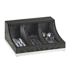 Thumbnail image #1 for Cal-Mil Cinderwood 3802-87 3-Compartment Oak Wood Flatware Organizer, Open Front, Dark Ash Gray