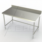 Thumbnail image #1 for AERO Manufacturing 4TSBX-30120 Stainless Steel Work Table, 120"W x 30"D, 16-Gauge 430 Top, 4" Backsplash, Open Base