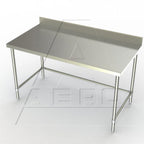 Thumbnail image #1 for AERO Manufacturing 2TSBX-36132 Stainless Steel Work Table, 132W x 36D x 39H, 14-Gauge 304 Top, 4" Backsplash, Side & Rear Cross Bracing