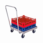 Thumbnail image #1 for Lakeside Manufacturing Prisonbilt PBGRD2 Stainless Steel Cup/Dish Rack Dolly for 20 x 20 in Racks, 400 lb Capacity, Push Handle