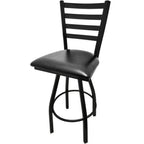 Thumbnail image #1 for Oak Street SL2301S Metal Ladder-Back Swivel Bar Stool, Armless, Black Frame