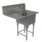 Thumbnail image #1 for Tarrison Products Ltd. TA-CDS118L-KIT 1-Compartment 18-Gauge Stainless Steel Sink with Left Drainboard, 39"W x 27"D x 45"H