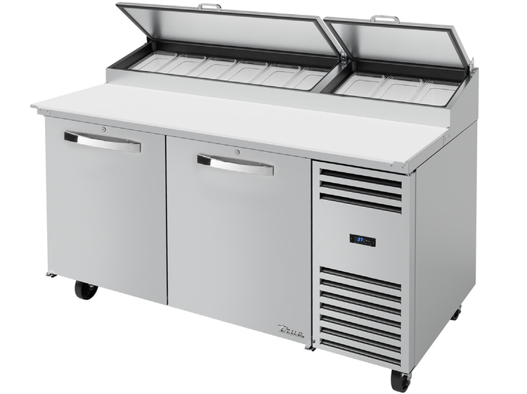 Product image #2 for True Spec Series 2-Section Pizza Prep Table, 67-Inch Wide, Rear-Mounted Self-Contained Refrigeration