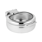 Thumbnail image #1 for Eastern Tabletop Jazz 3998GB Round Induction Chafer, 6 qt, Stainless Steel, Full Glass Hinged Cover