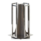 Thumbnail image #1 for Cal-Mil Ashwood 3803-83 4-Section Revolving Cup & Lid Organizer, Mirrored Metal and Ash Gray Oak Wood, 10"W x 10"D x 18-1/4"H