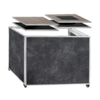 Thumbnail image #1 for Eastern Tabletop ZK901CHS Mobile Collapsible Buffet Table Frame, Double-Tile, Stainless Steel, Charcoal Panels, 44"W x 31"D x 32"H