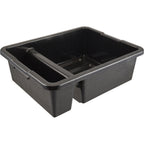Thumbnail image #1 for AllPoints Foodservice Parts & Supplies 78679 2-Compartment Polypropylene Bus Tub, Black, 21 x 16-3/4 x 6-1/2 in