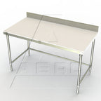 Thumbnail image #1 for AERO Manufacturing PSBX-2460 Poly Top Work Table, 60"W x 24"D, 3/4" Thick, 4" Backsplash, Stainless Steel Base