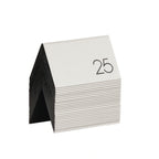 Thumbnail image #1 for Cal-Mil 22625A-10 Engraved Number Tent Set, Numbers 1–25, Horizontal, Silver/Black, 5"W x 3-1/2"H