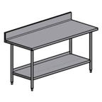 Thumbnail image #1 for Pacific Stainless Products WKT3030A6S Stainless Steel Corner Work Table, 30"W x 30"D, 16-Gauge 300 Series Top, 6" Backsplash, Undershelf