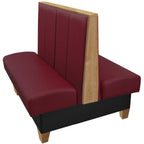 Thumbnail image #1 for Oak Street Newton NEW-4842-DBL Restaurant Booth, 48"L x 42"H, 12" Vertical Channel Back, Black Vinyl Base, Stained Oak Top/Side Cap