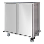 Thumbnail image #1 for Dinex TQ DXPTQC2T2DPT36 2-Compartment Stainless Steel Pass-Through Meal Delivery Cart, 36-Tray Capacity, Non-Insulated