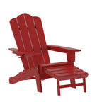 Thumbnail image #1 for Flash Furniture Newport LE-HMP-1044-110-RD-GG HDPE Adirondack Patio Chair with Pull-Out Ottoman and Cup Holder, Red