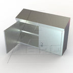 Thumbnail image #1 for AERO Manufacturing WHC-84 Wall-Mount Stainless Steel Cabinet with Hinged Doors and Intermediate Shelf, 84"W x 15"D x 32-1/2"H