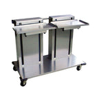 Thumbnail image #1 for Lakeside Manufacturing 2814 Mobile Stainless Steel Cantilever Tray & Glass/Cup Rack Dispenser, 2 Self-Leveling Platforms, for 12" x 22" Trays