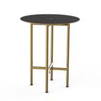 Thumbnail image #1 for Steelite International Mogogo, Clix MGCCYR01MBXX Round Nero Marquina Laminate Table, Bamboo Core, Brushed Brass Segments, 30"Dia x 36"H