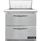 Thumbnail image #2 for Continental Refrigerator SW32N8C-FB-D Two-Drawer Refrigerated Sandwich Prep Table, 32" Wide, Front-Breathing, 8-Pan Top