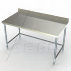Thumbnail image #1 for AERO Manufacturing 4TGBX-24144 Stainless Steel Work Table, 144"W x 24"D, 4" Backsplash, Galvanized Base