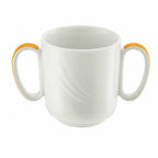 Thumbnail image #1 for Libbey Schonwald, Donna Senior 9185631-62991 10.5 oz Two-Handle Stackable Porcelain Coffee Mug with Orange Band