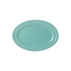 Thumbnail image #1 for Tuxton China Concentrix CIH-096 Ceramic Platter, 9-3/4" x 6-1/2", Oval, Wide Rim, Island Blue Case of 2 Dozen