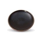Thumbnail image #1 for Korin Inc Yuzu Tenmoku PLS-119 6-1/2" Round China Plate, Black, Dimple Texture, Brown Accent Rim