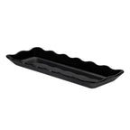 Thumbnail image #1 for CAC China MLSC-RT14-K Rectangular Melamine Platter, 13-1/2" x 5-1/4" x 1-1/4", Black, Scallop Edge 1 Dozen