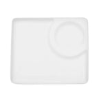 Thumbnail image #1 for CAC China RCN Specialty Items RCN-P9 9" Square Porcelain Serving Plate with 2 Compartments Case of 2 Dozen