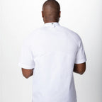Thumbnail image #2 for Chef Works CBZ03-WHT-2XL Raglan Short-Sleeve Chef Coat with Offset Zip Front, White, 2XL