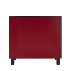 Thumbnail image #2 for ATSMFG ATS AT&S-QAS-K42-BT-BRD Single Restaurant Booth, 42"H, Button-Tufted Bright Red Upholstery, Dark Walnut Elm Wood Top & End Caps