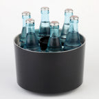 Thumbnail image #1 for Libbey APS Germany - Conference APS 00621 Round Bottle Cooler, 6-Bottle Capacity, 9-1/8" Dia. x 6"H, Stackable, with Opener & Cap Bowl, Black